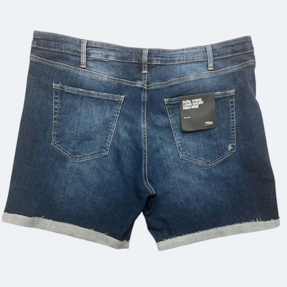 Silver Jeans Co Shorts Womens 22W Blue‎ Sure Thing Long Short High Rise Denim
